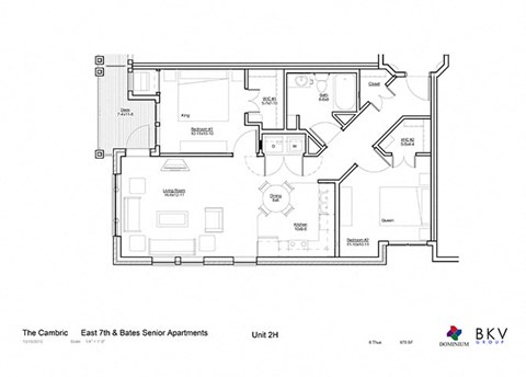 2 Bedroom Floor Plan at The Cambric Senior Apartments, Minnesota